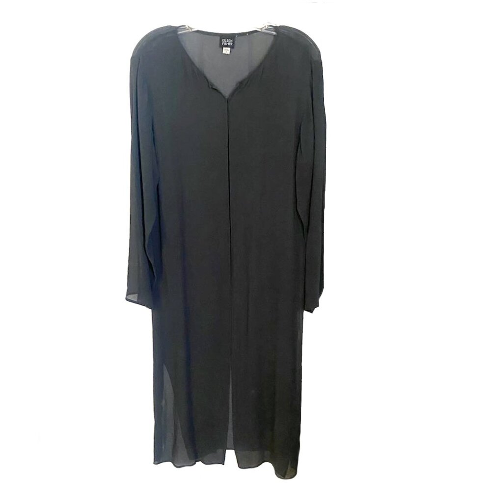 Eileen Fisher long sheer gray duster